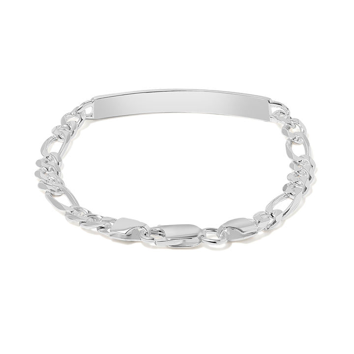 Silver Figaro Link ID Bracelet