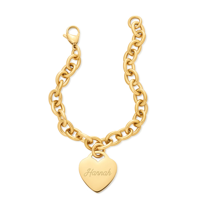 Stainless Steel Gold Heart Tag Bracelet