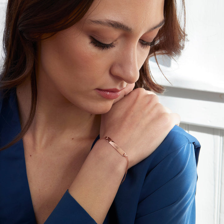 Engravable Name Bar Rose Gold Bracelet