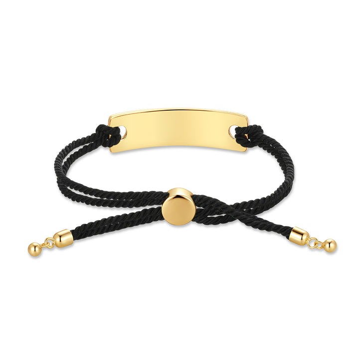 Custom Coordinate Bar Black Rope Bolo Bracelet
