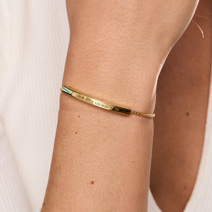 Custom Coordinate Name Bar Bolo Bracelet