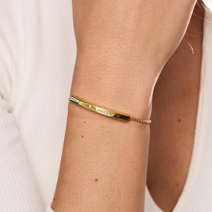Custom Roman Numeral Name Bar Bolo Bracelet