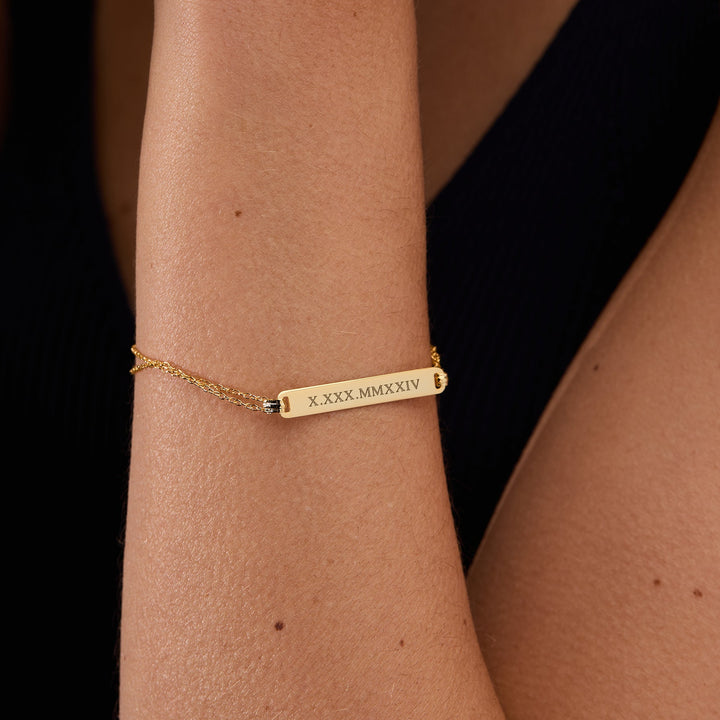 Roman Numeral Name Bar Bracelet