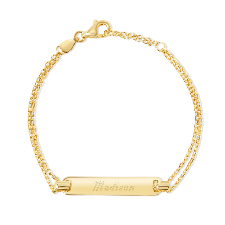 Engravable Gold Baby Name Bar Bracelet