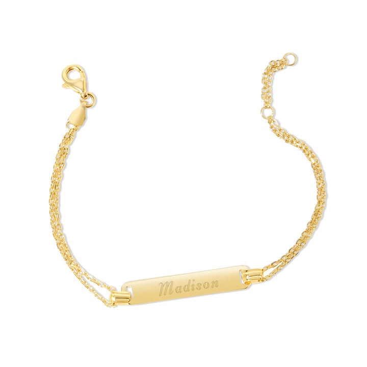 Engravable Gold Baby Name Bar Bracelet