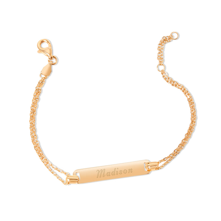 Engravable Rose Gold Baby Name Bar Bracelet