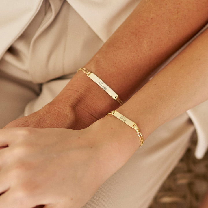 Mom &amp; Baby Engravable Name Bracelet Set
