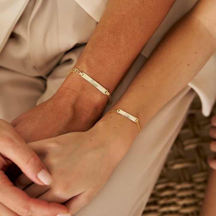 Mom &amp; Baby Engravable Name Bracelet Set