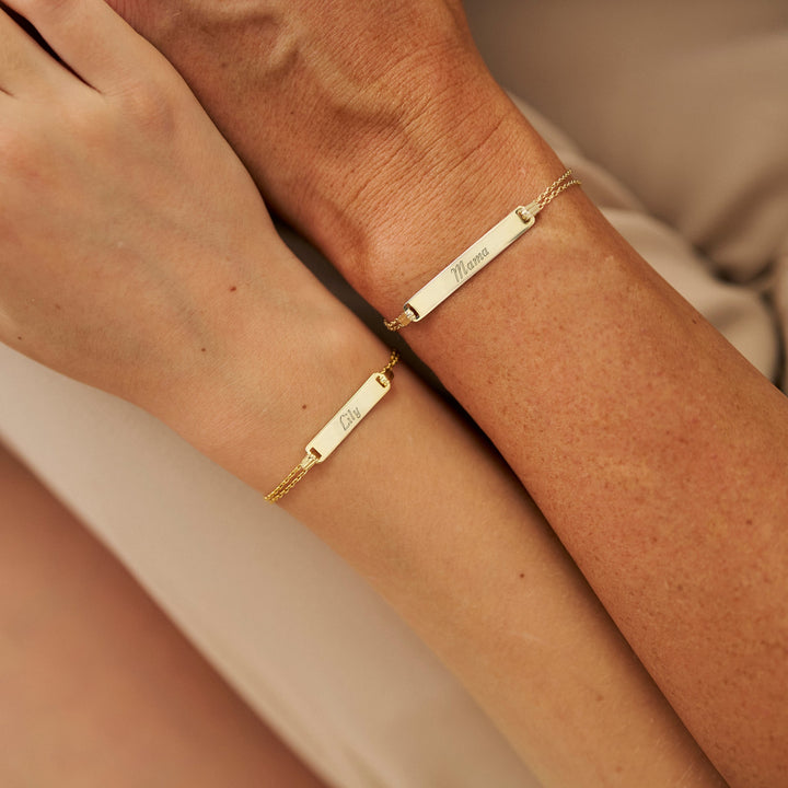 Mom &amp; Baby Engravable Name Bracelet Set