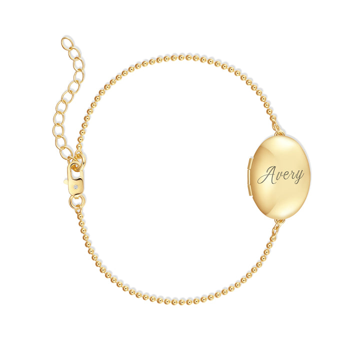 Engravable Oval Locket Bracelet