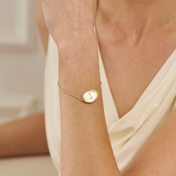 Engravable Oval Locket Bracelet