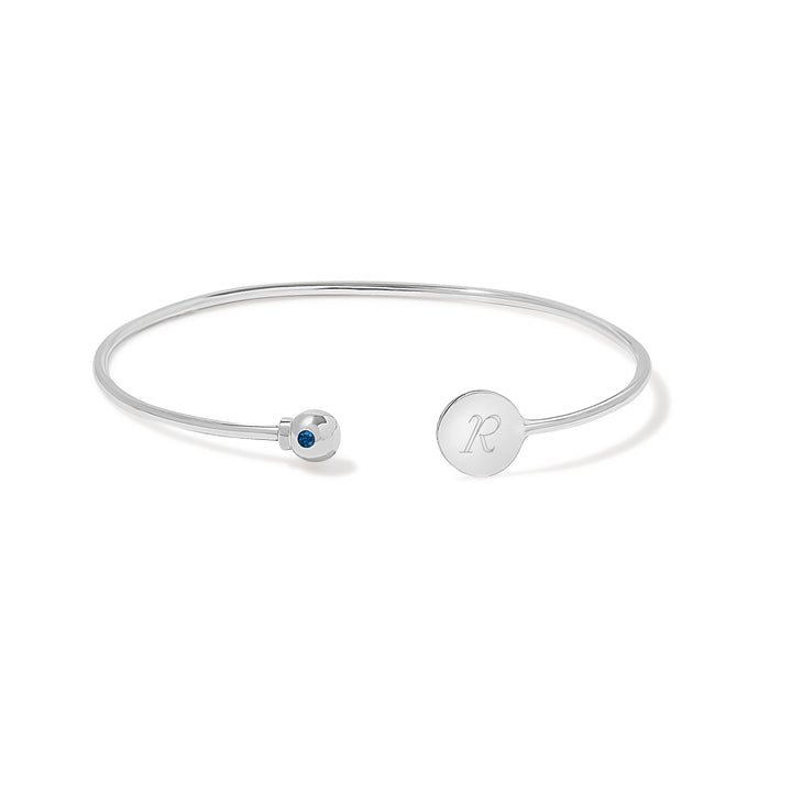 Engravable Birthstone Signet Sterling Silver Cuff Bracelet