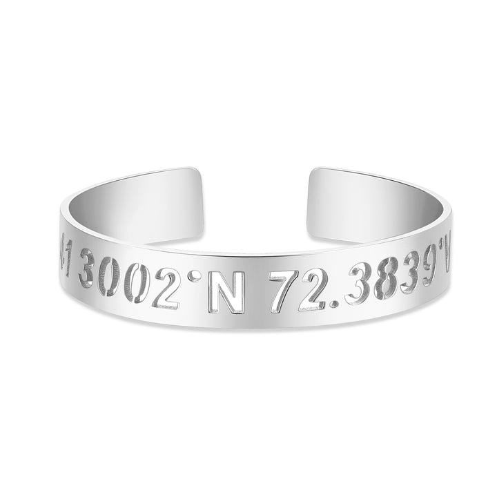 Custom Coordinate Cut Out Cuff Bracelet