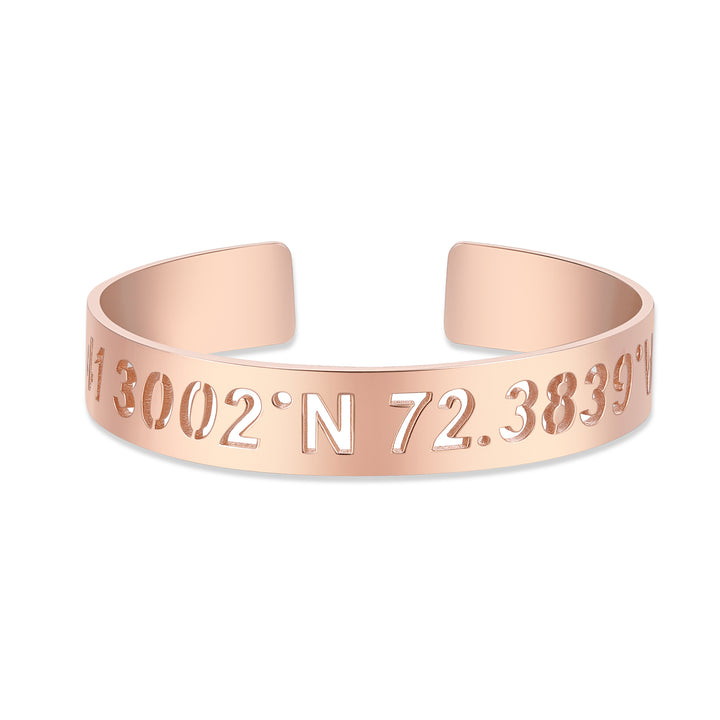 Custom Coordinate Cut Out Cuff Bracelet