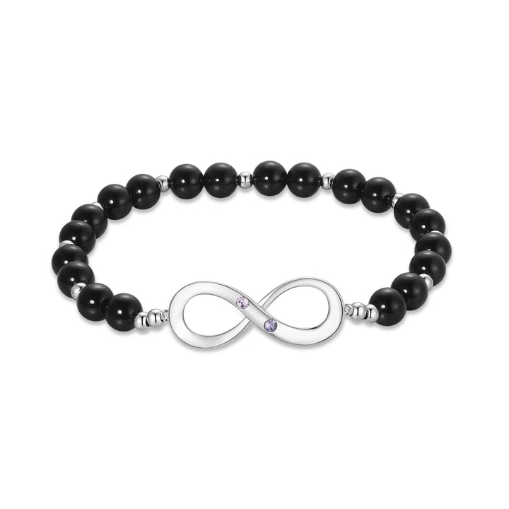 Custom Onyx Beaded Birthstone Infinity Bracelet