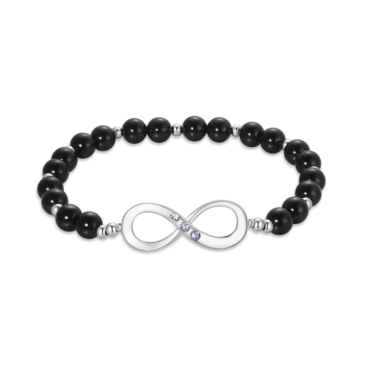 Custom Onyx Beaded Birthstone Infinity Bracelet