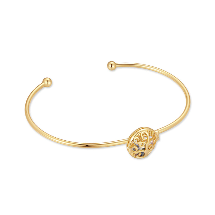Custom Family Tree Round Birthstone Cuff Bracelet