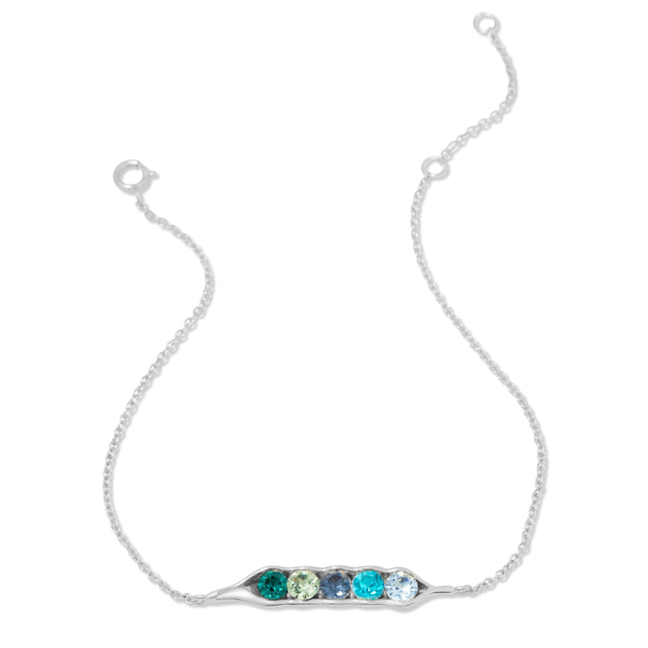 Five Birthstone Pea in a Pod Silver Bracelet