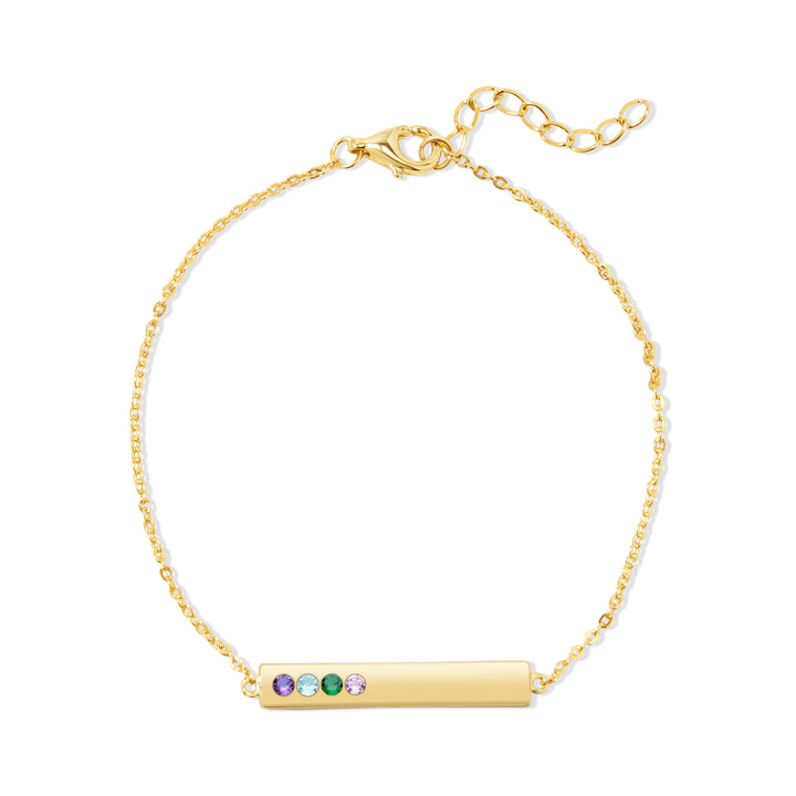 4 Stone Birthstone Gold Bar Bracelet