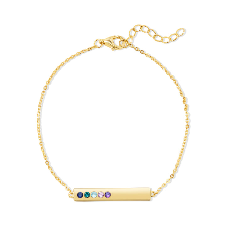 5 Stone Birthstone Gold Bar Bracelet