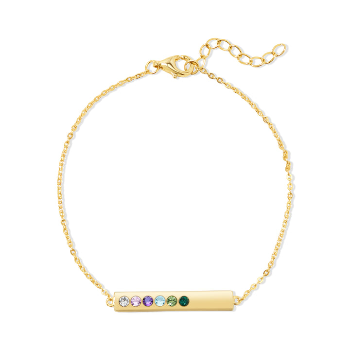 6 Stone Birthstone Gold Bar Bracelet