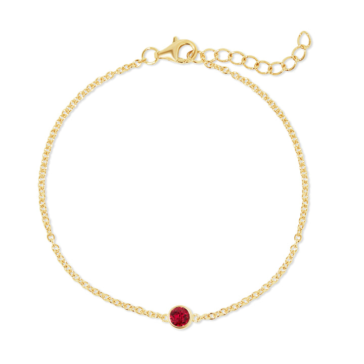 Custom Floating Bezel Set Gold Birthstone Bracelet