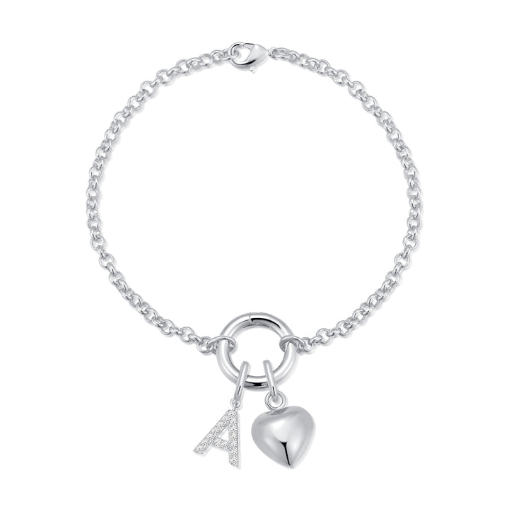 Custom Initial Heart Charm Bracelet