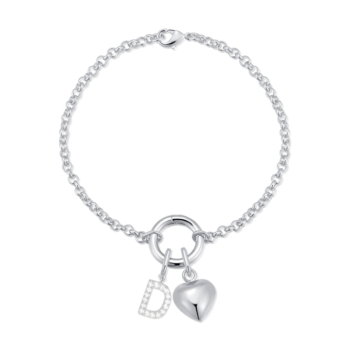 Custom Initial Heart Charm Bracelet