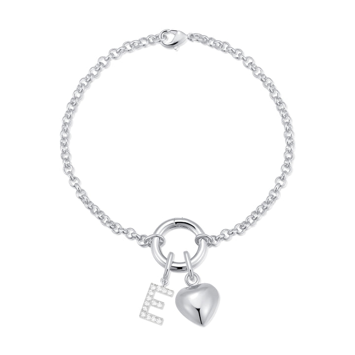 Custom Initial Heart Charm Bracelet