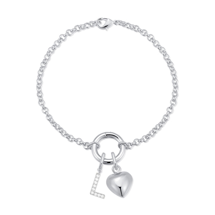 Custom Initial Heart Charm Bracelet