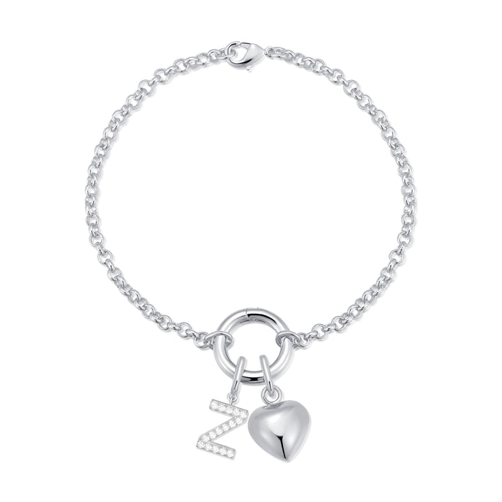 Custom Initial Heart Charm Bracelet