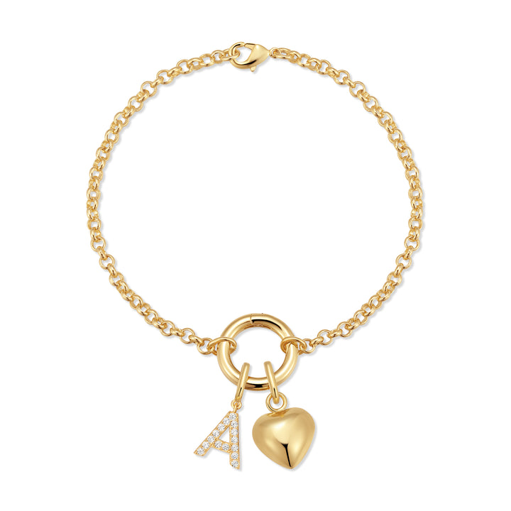 Custom Initial Heart Charm Bracelet