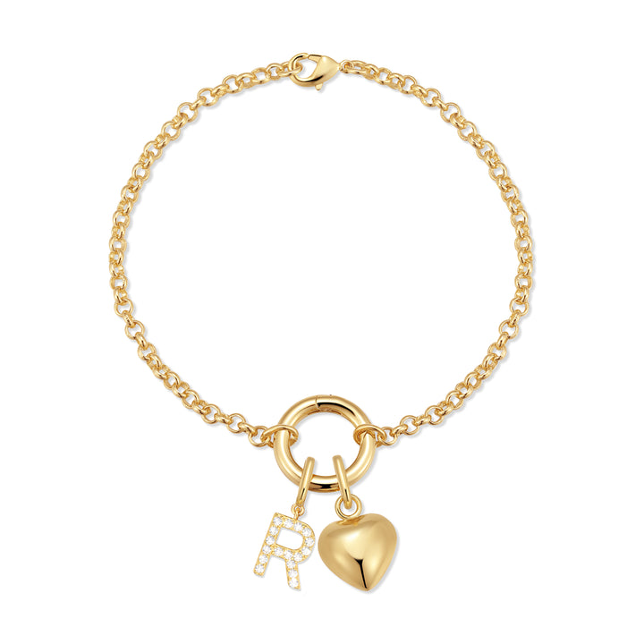 Custom Initial Heart Charm Bracelet