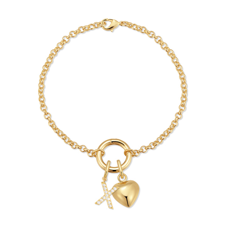 Custom Initial Heart Charm Bracelet