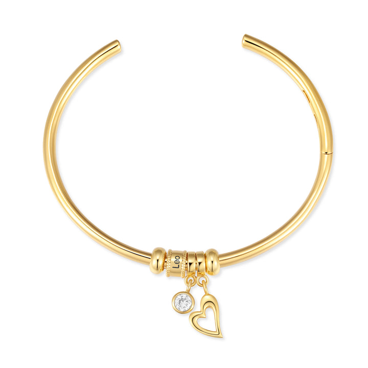 Engravable Charm Bead Bangle Bracelet