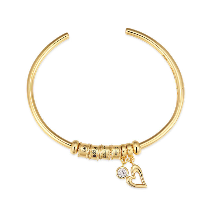 Engravable Charm Bead Bangle Bracelet