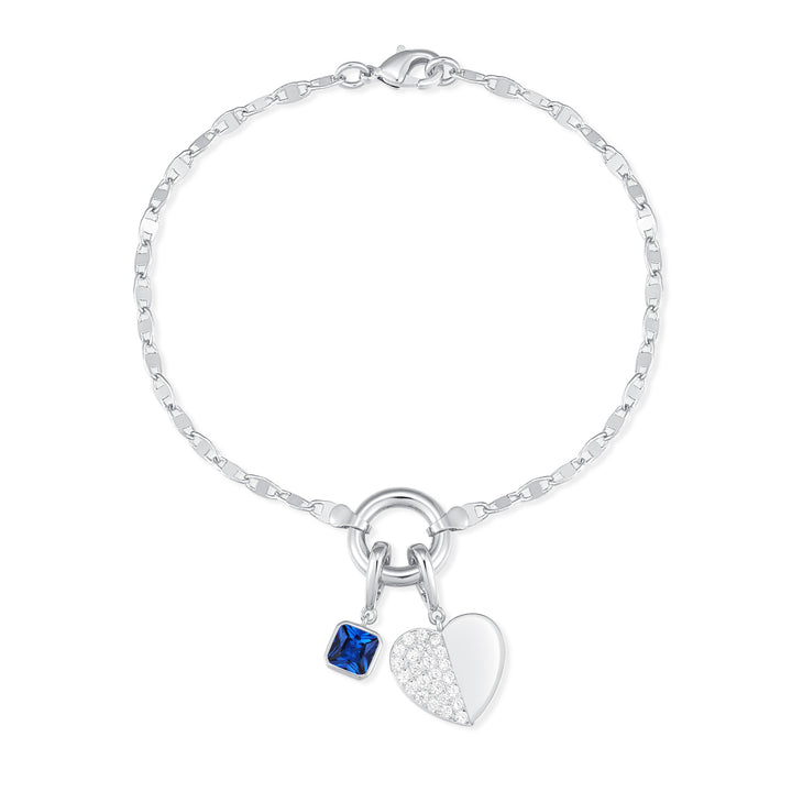 Custom Birthstone Heart Charm Mirror Bracelet