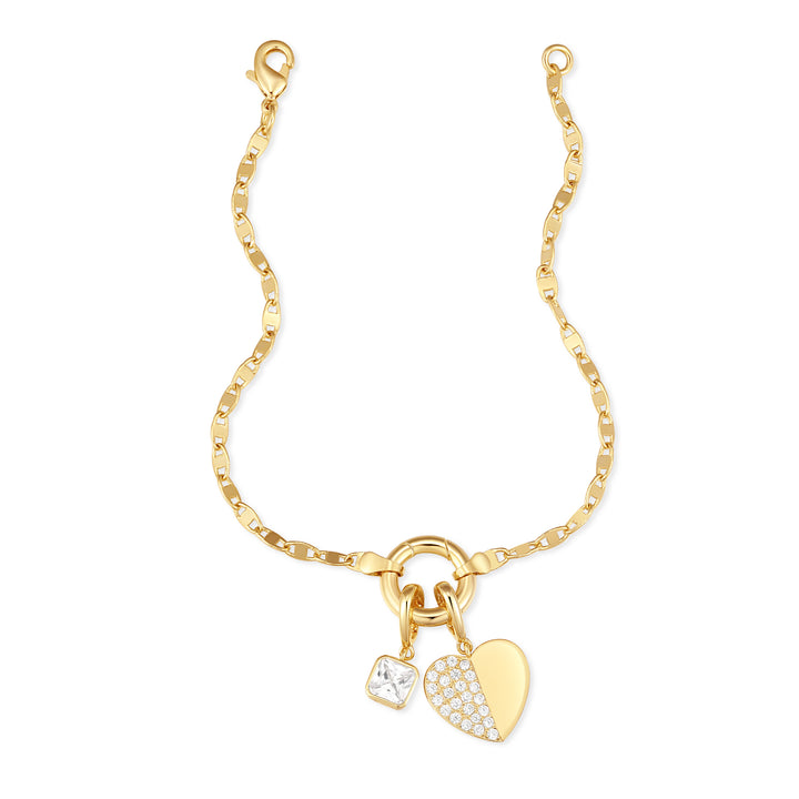 Custom Birthstone Heart Charm Mirror Bracelet