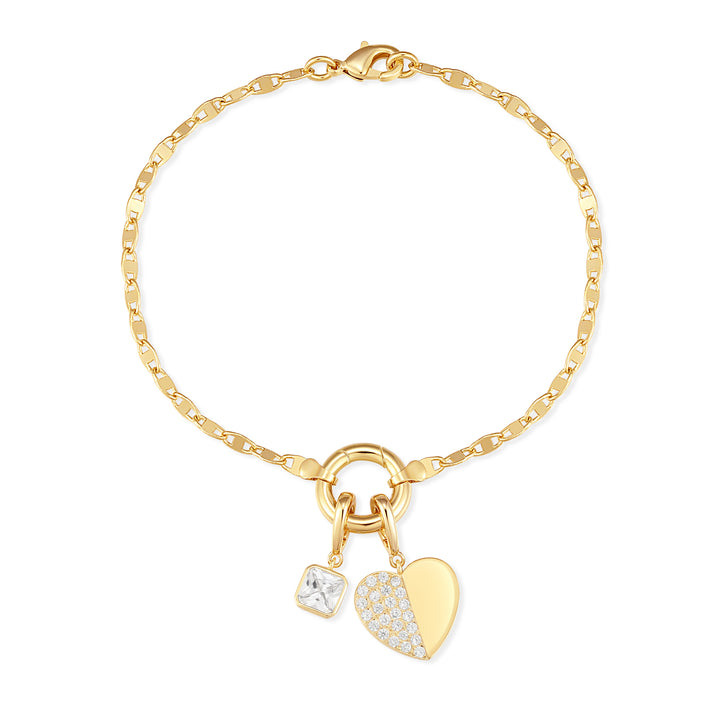 Custom Birthstone Heart Charm Mirror Bracelet