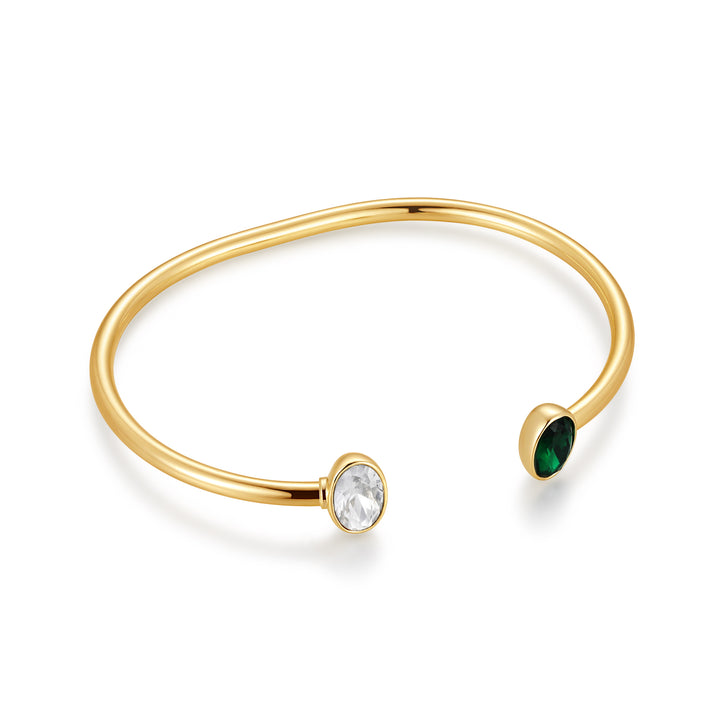 Custom Couples Birthstone Cuff Bracelet