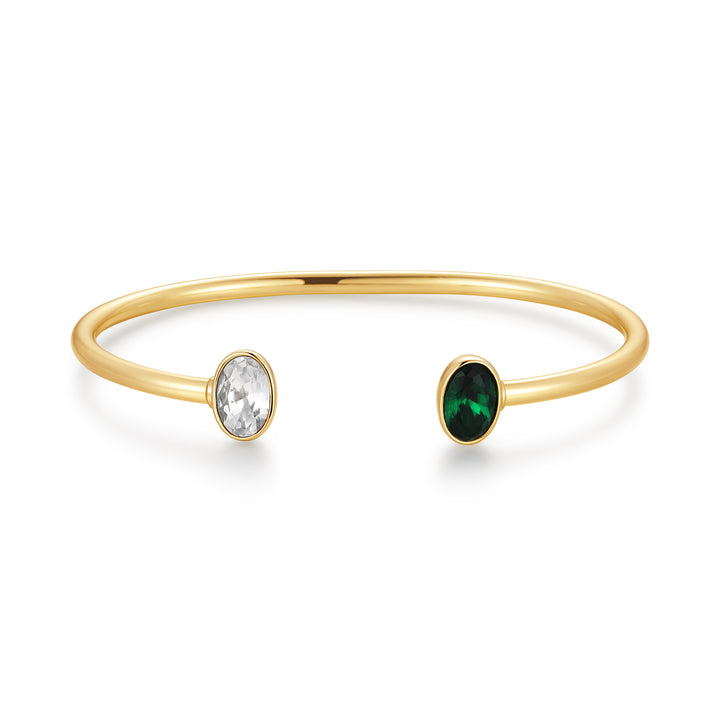 Custom Couples Birthstone Cuff Bracelet