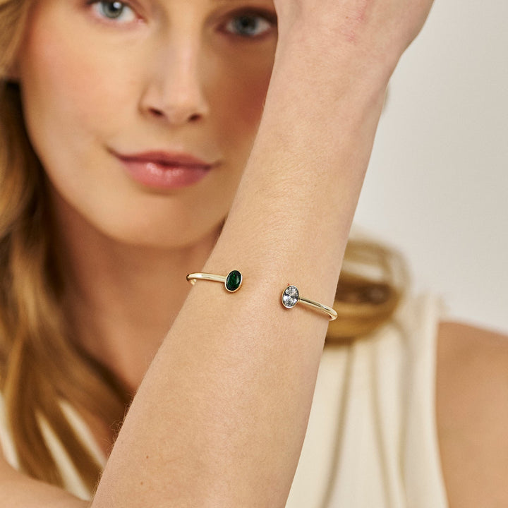 Custom Couples Birthstone Cuff Bracelet
