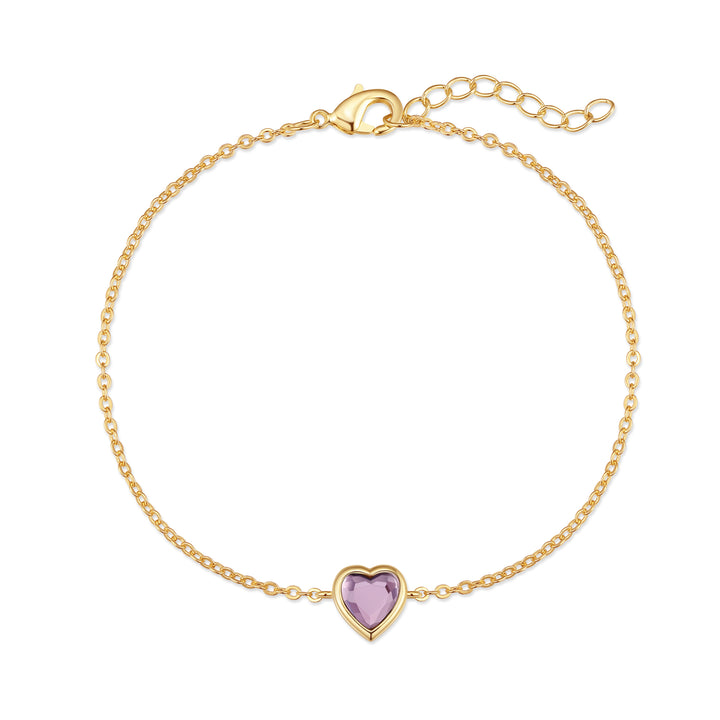 Custom Floating Heart Birthstone Bracelet