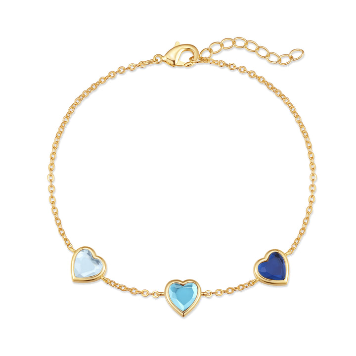 Custom Floating Heart Birthstone Bracelet
