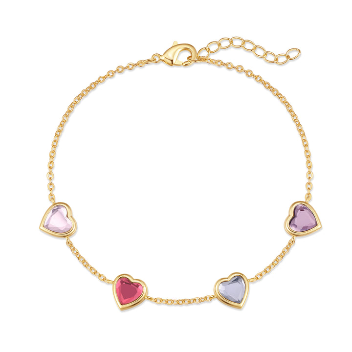 Custom Floating Heart Birthstone Bracelet
