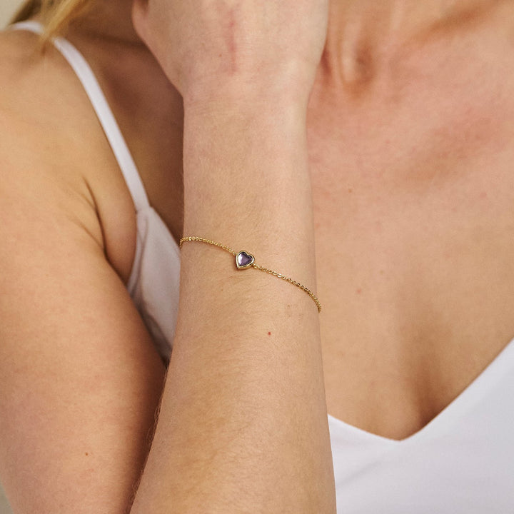 Custom Floating Heart Birthstone Bracelet
