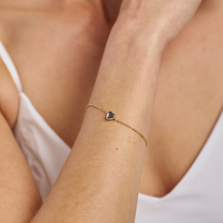 Custom Floating Heart Birthstone Bracelet