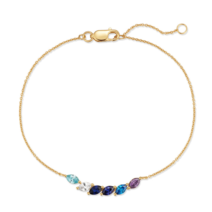 Custom Petal Marquise Birthstone Bracelet