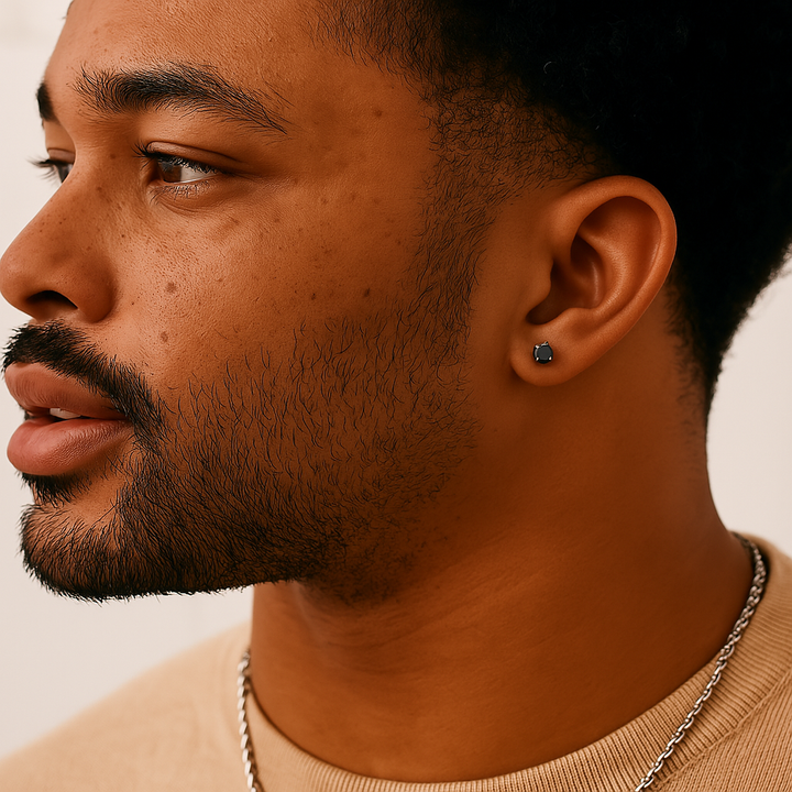 Men's 6mm Round Black CZ Stud Earrings – Mill Rock East