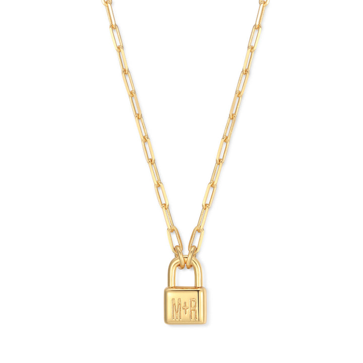 Engravable Couple Initial Padlock Necklace